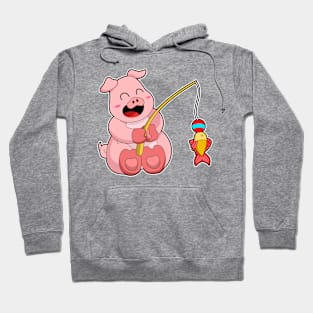 Pig at Fishing with Fish Hoodie